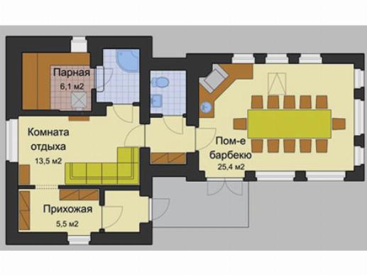 Проект и планировка бани с беседкой и мангалом